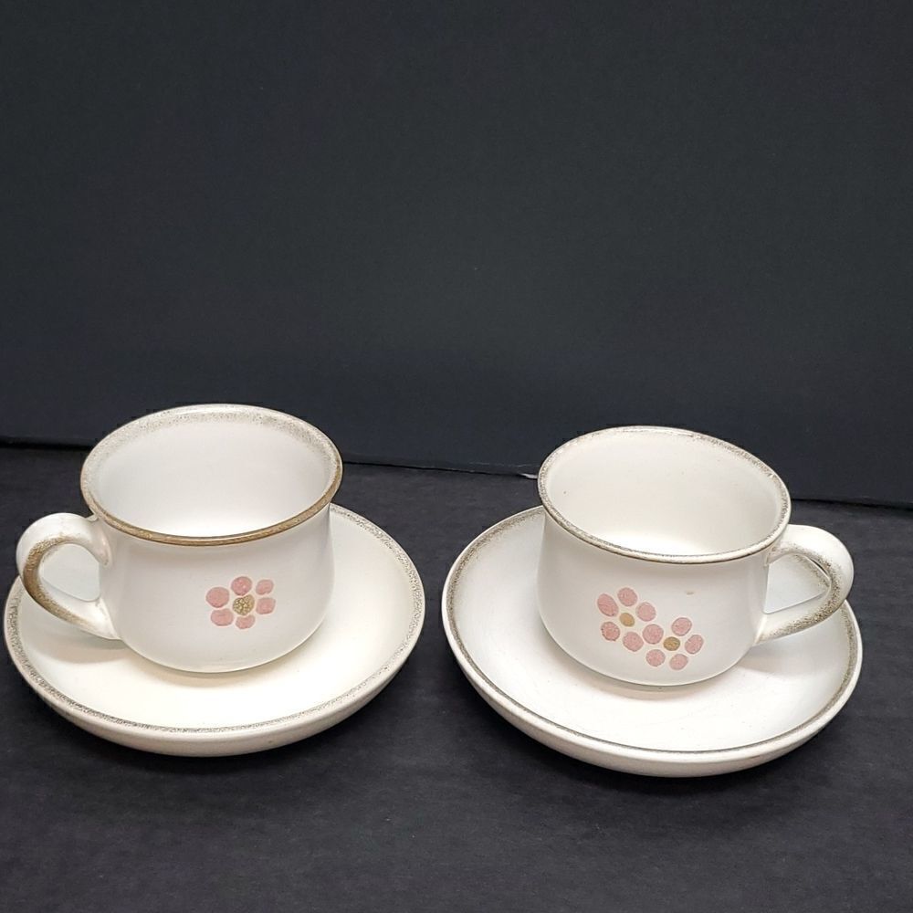 Denby Gypsy Stoneware Mugs Saucers (Set of 2)